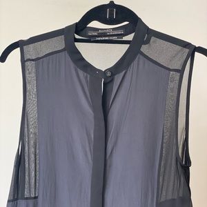 All Saints Blue-Black Shift Dress in Japanese Silk
